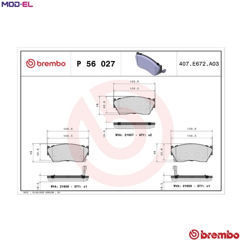 Brake pad set disc - brake, p
