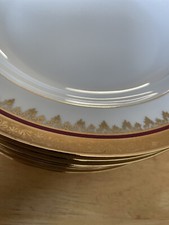 Raflin Limoges ( France ) 6 Rimmed Soup Bowls 23cm 1st Quality Empire Style.