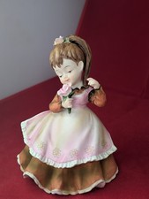 Vtg Lefton China Flower Girl Figurine Bisque Porcelain Hand Painted