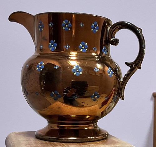 Copper lustre ware jug 5cm - copper, 13.5cm