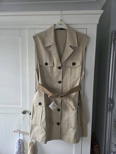 Zara longline linen beige - zara,