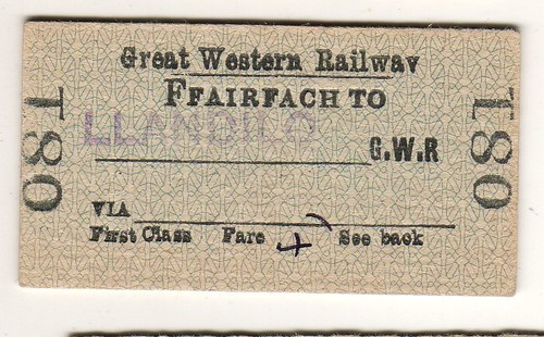 Railway ticket gwr 1st - railway,