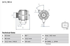 Alternator 14V BOSCH Fits