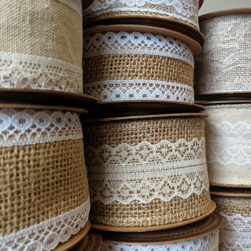 Hessian lace ribbon vintage - hessian,