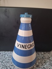 Staffordshire Made Cornishware Vinegar Bottle Blue and White Vintage