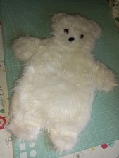 Vintage Soft White Fluffy Teddy Hot Water Bottle Cover or Nightdress/Pyjama Case
