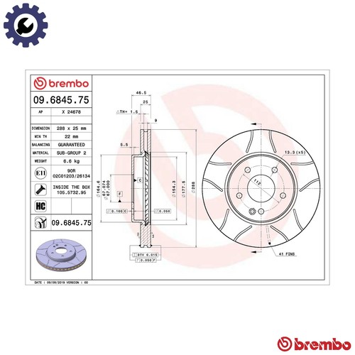 Brake disc 6845 75 - 2x,