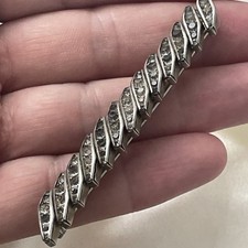 Antique c1930s Schreiber and Hiller DRGM Germany Deco clear old paste bar brooch