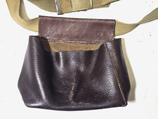 Vintage, Brown Leather, Shotgun Cartridge Bag, Satchel.Canvas Adustable strap
