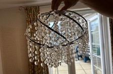 Crystal looking Beaded Spiral Nickel Frame Light Fitting Pendant Shade -Clear