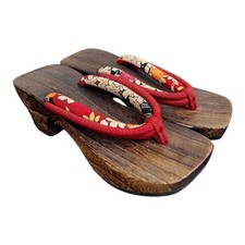 Japanese Wooden Geta souvenir shoes sandals clogs Size LL. lovely Japanese Clogs