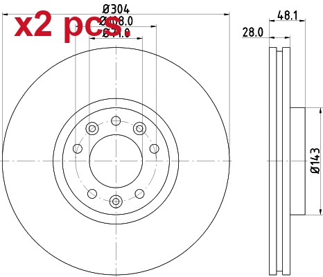 Pcs front brake disc - front,