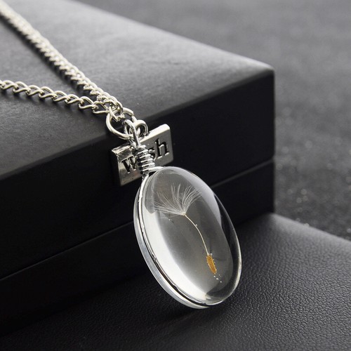Dandelion wish necklace - necklace, glass
