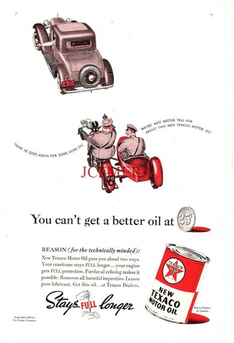 Texaco motor vehicle oil - vehicle,