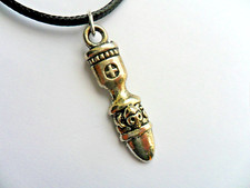 Unusual Skull Bullet Pendant and  Cord Necklace