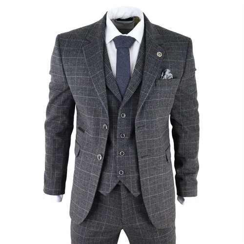Mens grey tweed piece suit - 3,