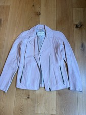 Reiss Ladies Pink Leather Jacket Size XS Size 8 VGC Quality Thin Leather Jacket