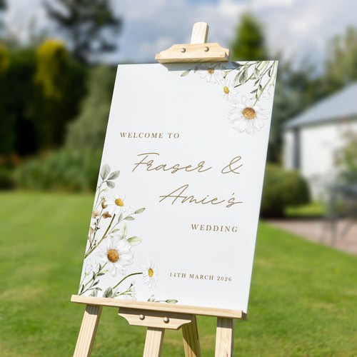 Daisy wedding welcome - welcome, sign