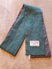 Harris Tweed Scarf Slim Green Cotton lined.mark to label 