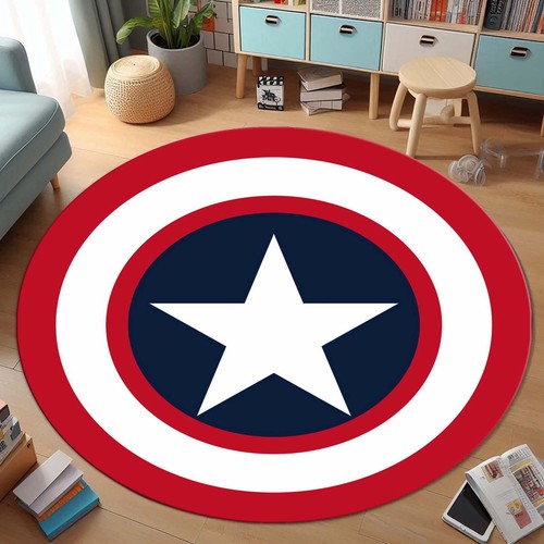 Round superhero shield rug - round,