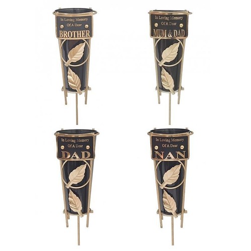 Metal grave vases - metal, with