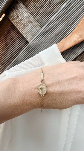 Tennis racket bracelet gold - tennis,