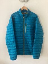 Men’s Rab Turquoise Blue Microlight Down Puffer Jacket/Coat, UK Size L, Good Con