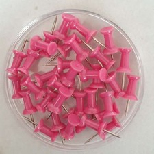 50 X Cerise Pink Push Pins Thumb Tacks for Map Chart Notice Bulletin Cork Board