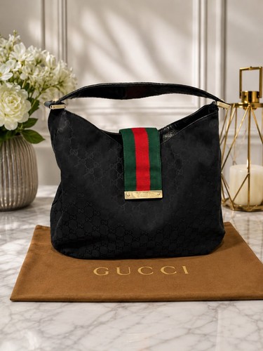 Gucci web hobo bag black - gg,
