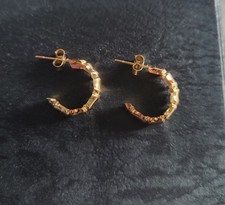 9ct Gold Bamboo Hoop Stud Earrings