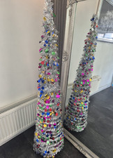 150CM POP UP TINSEL CHRISTMAS TREE SILVER