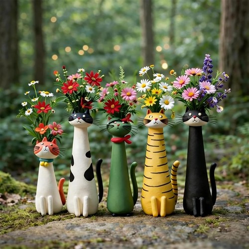 Handcrafted quirky cat vase - handcrafted,