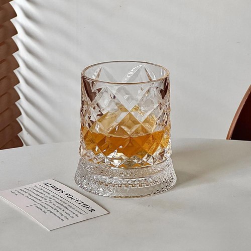 Spinning crystal whiskey glass - spinning,