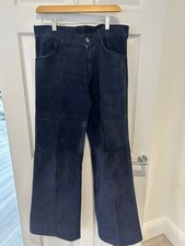 Ladies W32 Blue Suede Flare