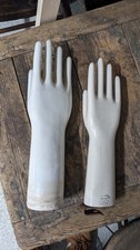 Vintage / Antique Pair of Porcelain Ceramic Decorative Factory Glove Moulds
