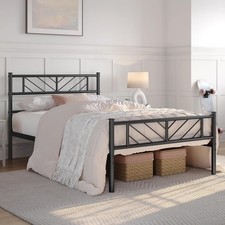 3/4.6/5FT Heavy Metal Bed Frame with Headboard and Footboard Heavy Duty Slat