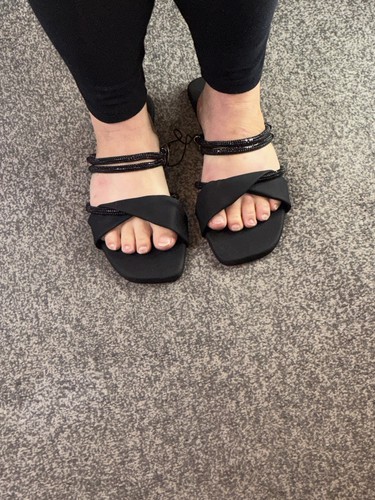 Black blingy flat slip - blingy,