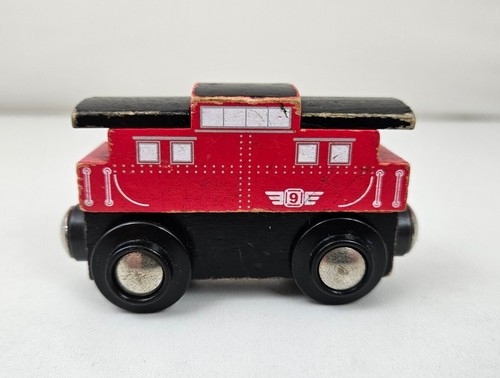 Wooden train caboose red - caboose,