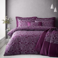 Jacquard Damask Floral Duvet Cover Luxury Double Quilt Bedding Bed Set Plum New
