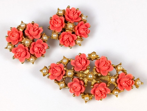 Vtg coral pink celluloid - pink, &