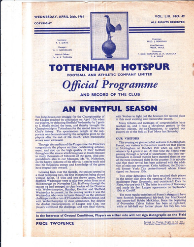 1960 1961 tottenham - ,