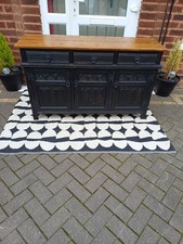 Vintage Upcycled Dark Grey Mid Century Old Charm Sideboard Cabinet Can Deliver 