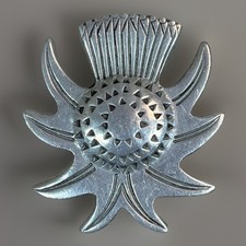 Vintage Thistle Brooch Silver Tone Scottish Celtic Etched 1.5” Art Deco