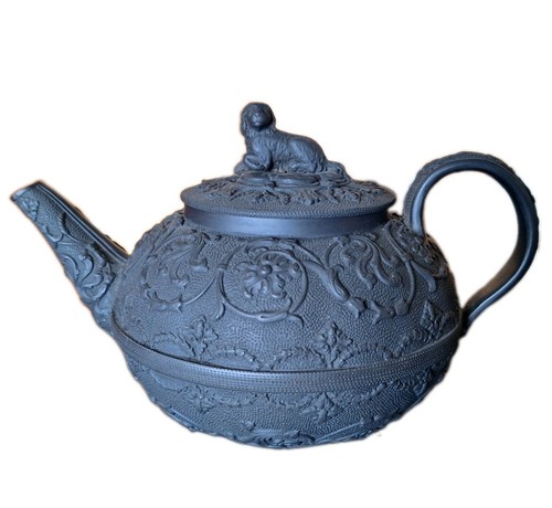 Wedgwood basalt teapot spaniel - teapot,