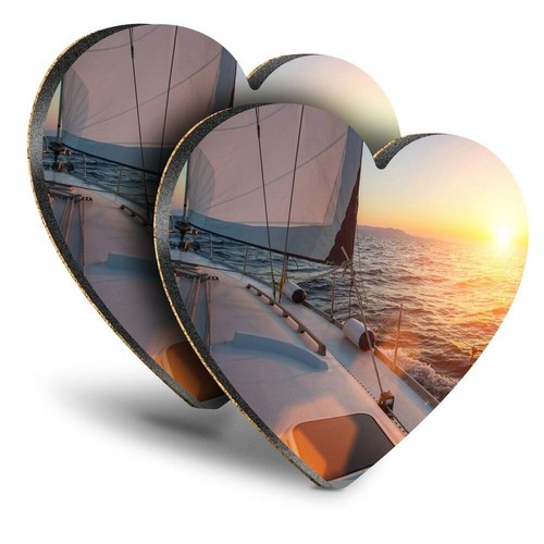 Heart mdf coasters yacht - 2x,