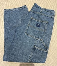 RK Brand Y2K Denim Jeans Men's Blue Relaxed Fit Wide Leg Carpenter 36x31