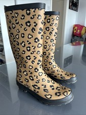 Womens Leopard Print Welly Boots Size 5 Used
