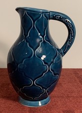 Vintage Dartmouth Pottery Blue Glazed Jug 7.75" Tall