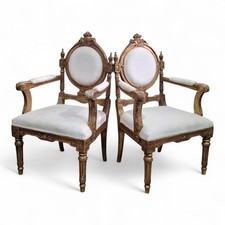 Antique style carved armchair - library reading chair - salon chair 1 of pair