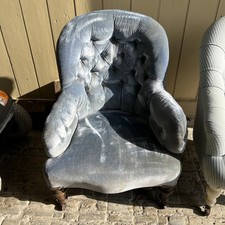 Antique Button Back Victorian Nursing Chair with Castors Good Condition